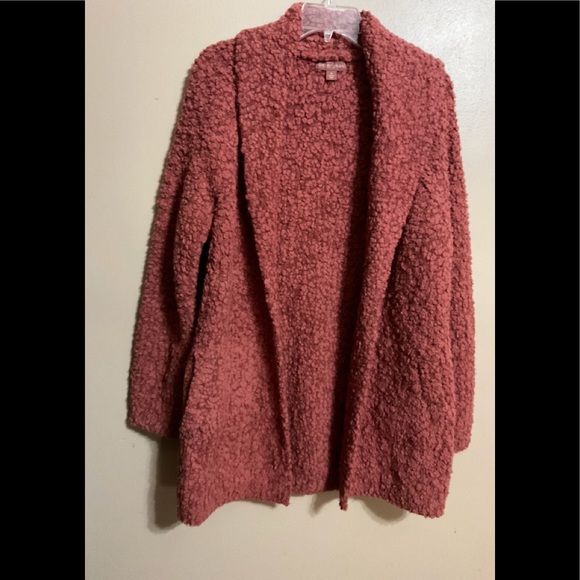 Barefoot Dreams Sweaters - BAREFOOT DREAMS COLLAR OPEN FRONT HEAVY CARDIGAN JACKET 2 Lg pockets SM Rosewood